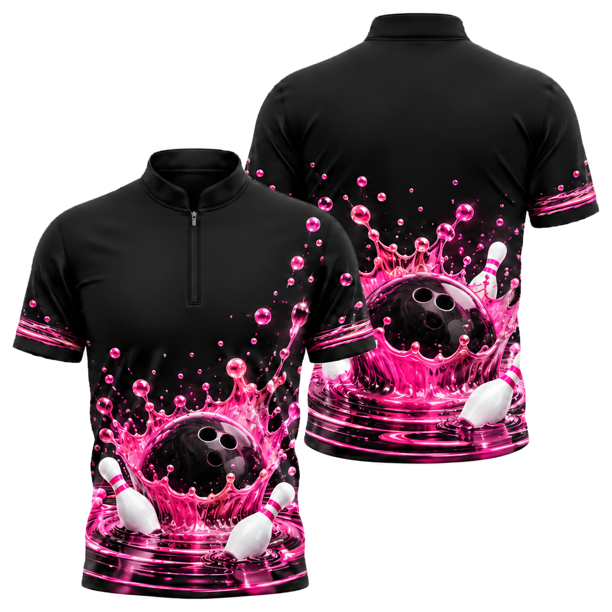 Prism Crown Splash Bowling Jersey in Pink & Black