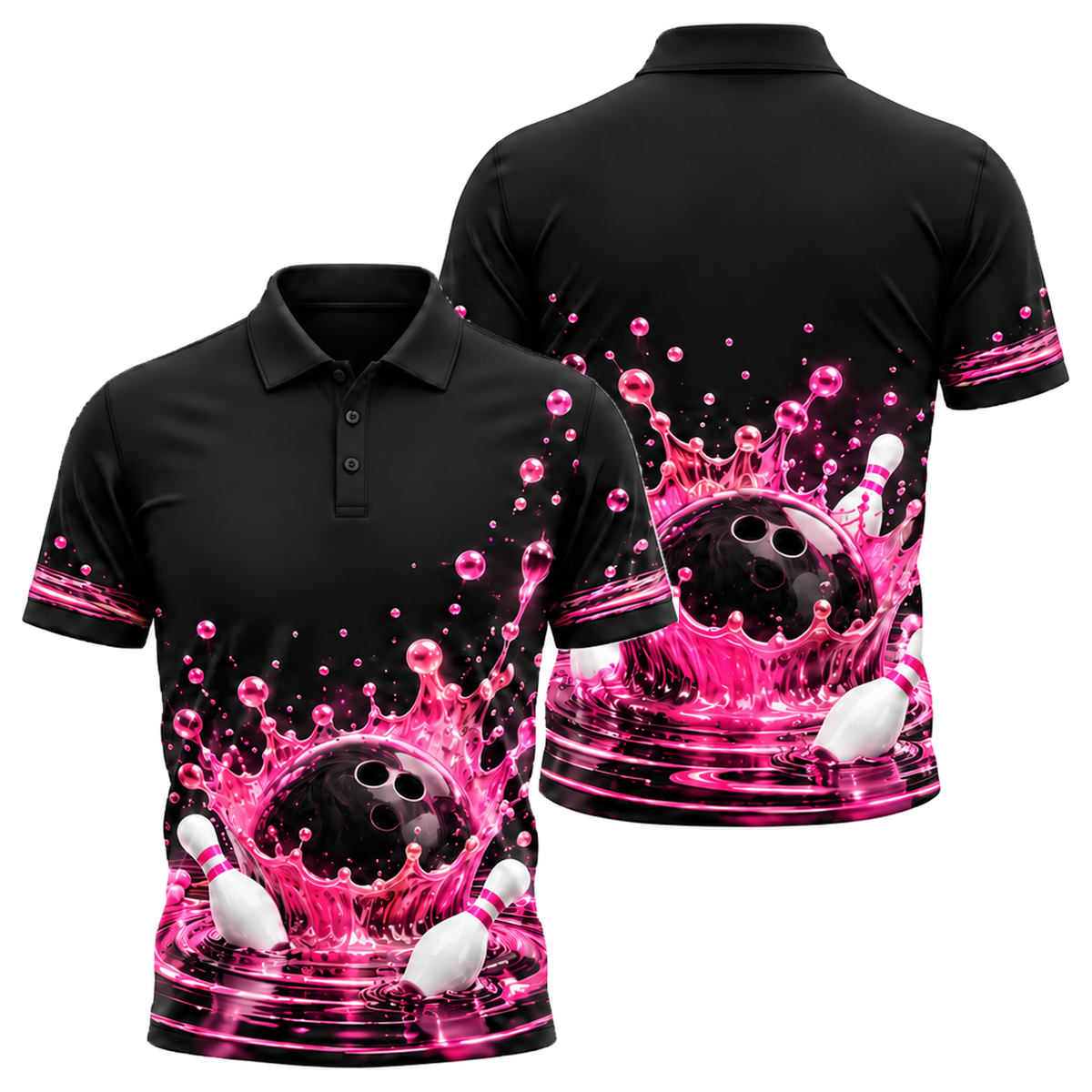 Prism Crown Splash Unisex Polo in Pink & Black