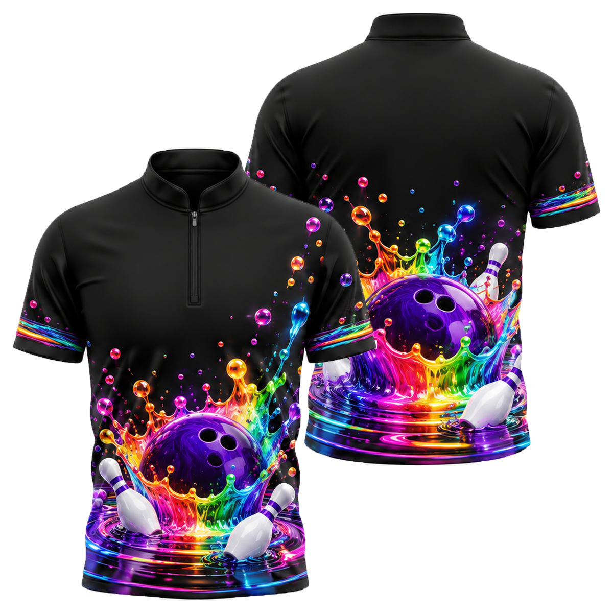 Prism Crown Splash Bowling Jersey in Purple & Black