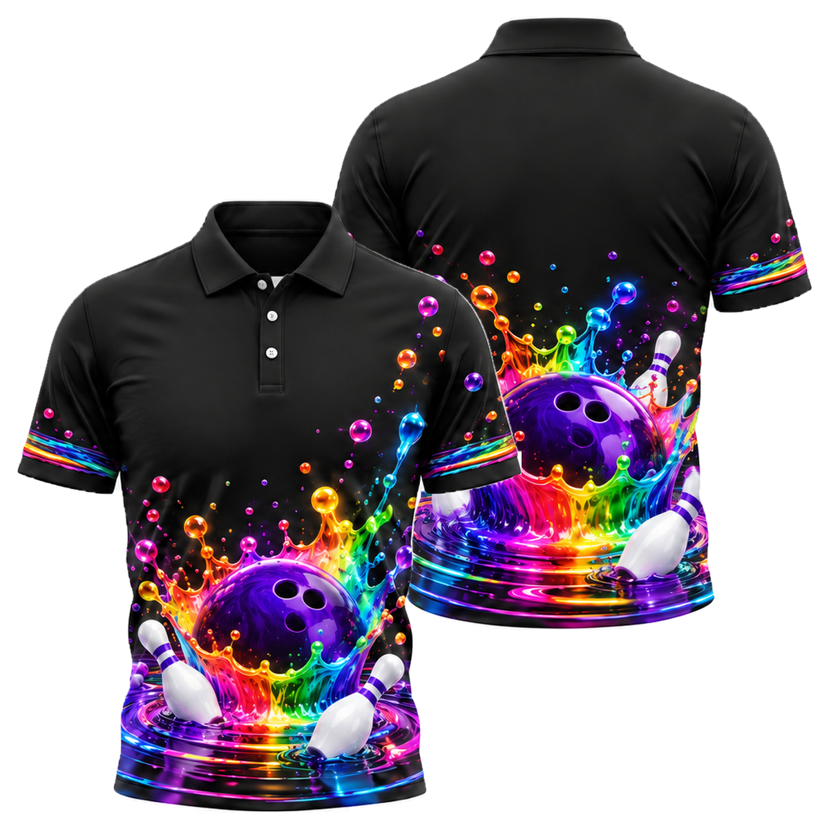 Prism Crown Splash Unisex Polo in Purple & Black