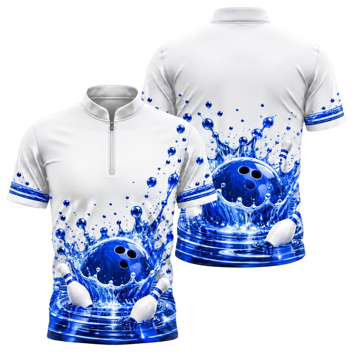 Prism Crown Splash Bowling Jersey in Royal & White