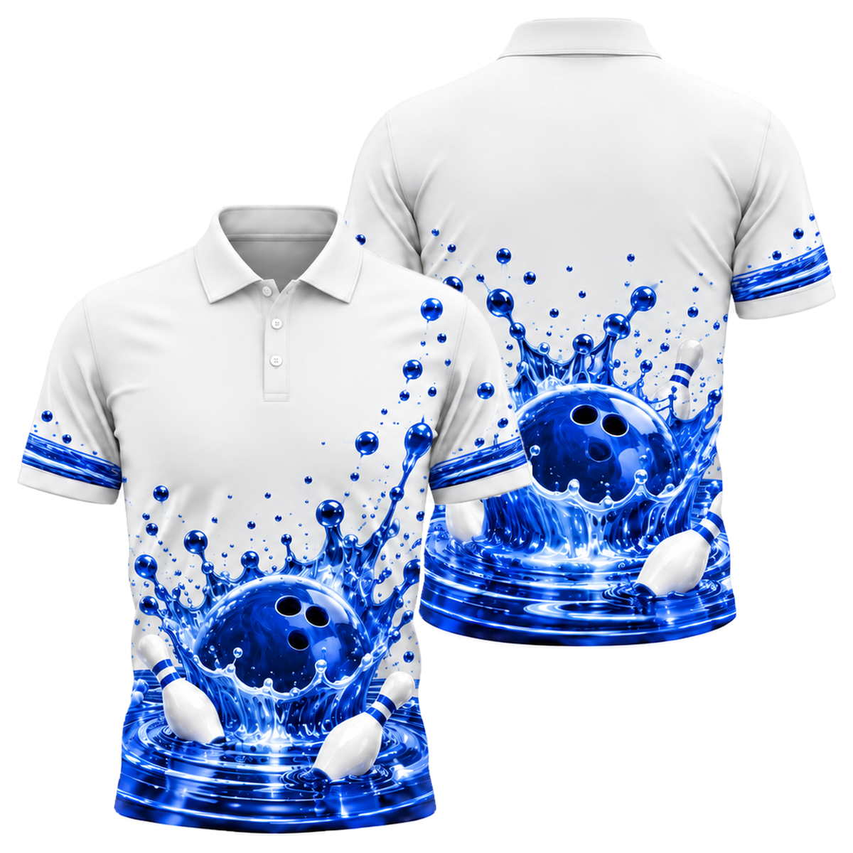 Prism Crown Splash Unisex Polo in Royal & White