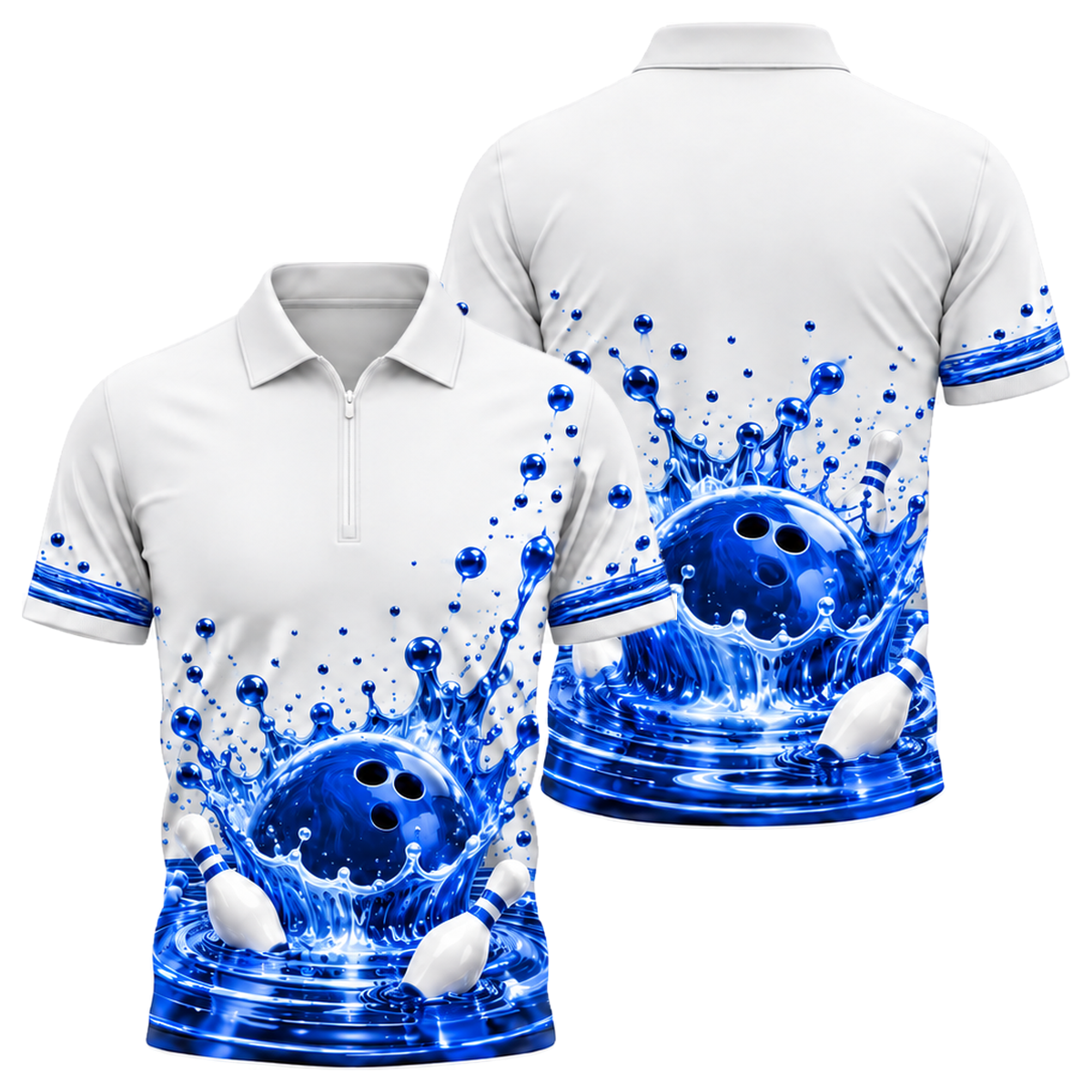 Prism Crown Splash Quarter-Zip Polo in Royal & White