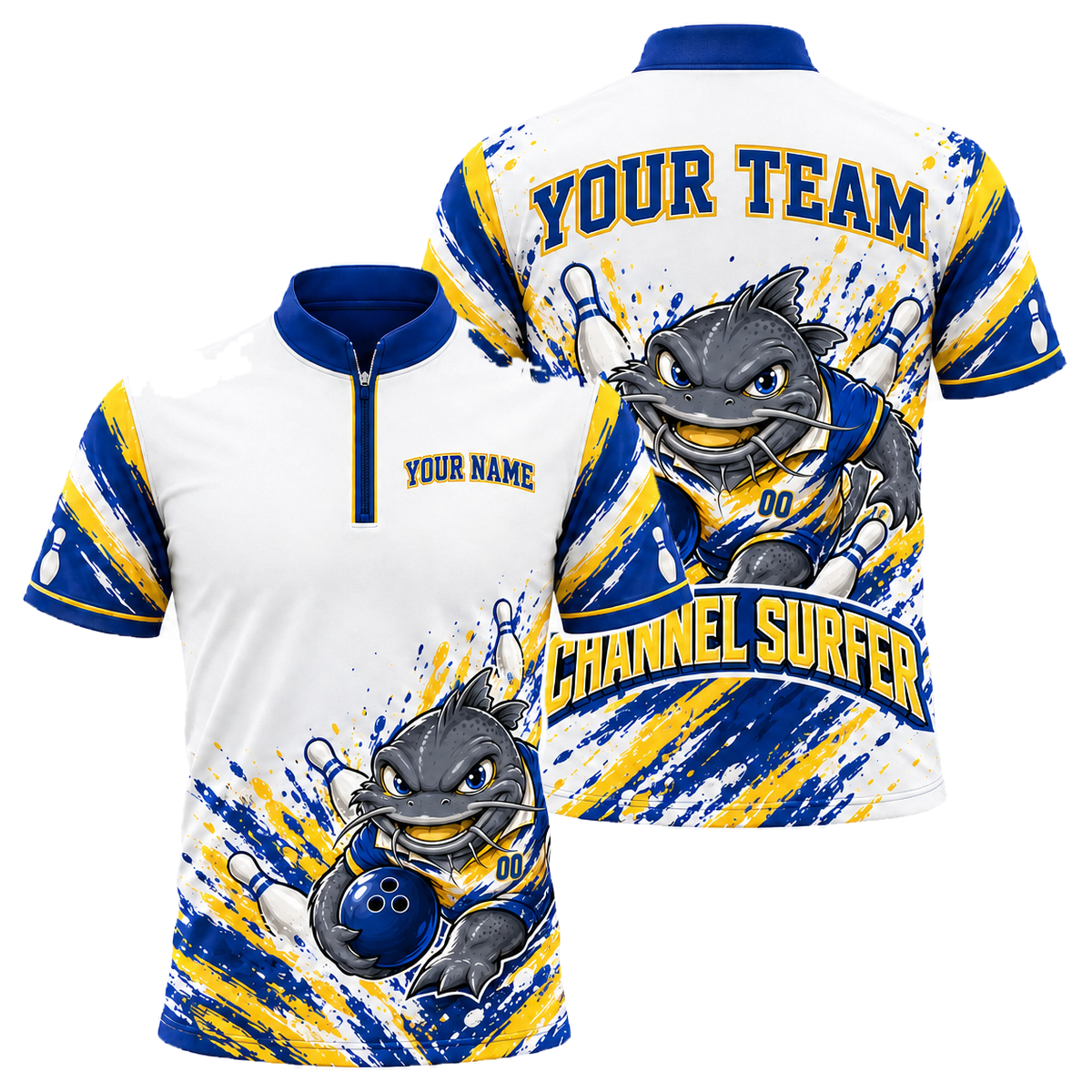 Nebraska Channel Surfer custom bowling shirt personalized with name and team name