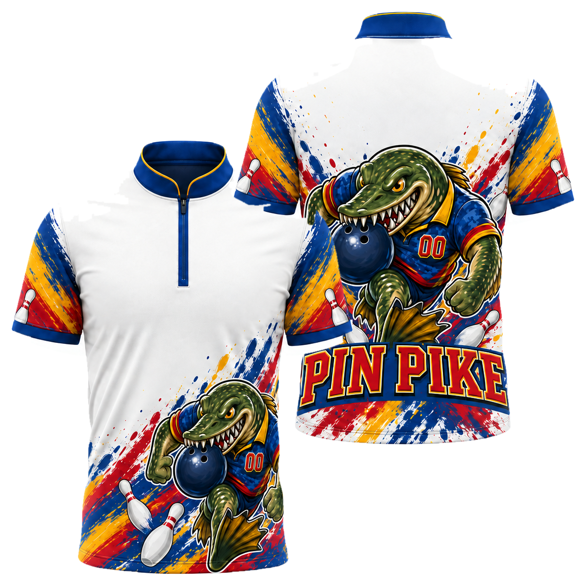 North Dakota Pin Pike Bowling Jersey in North Dakota Colors