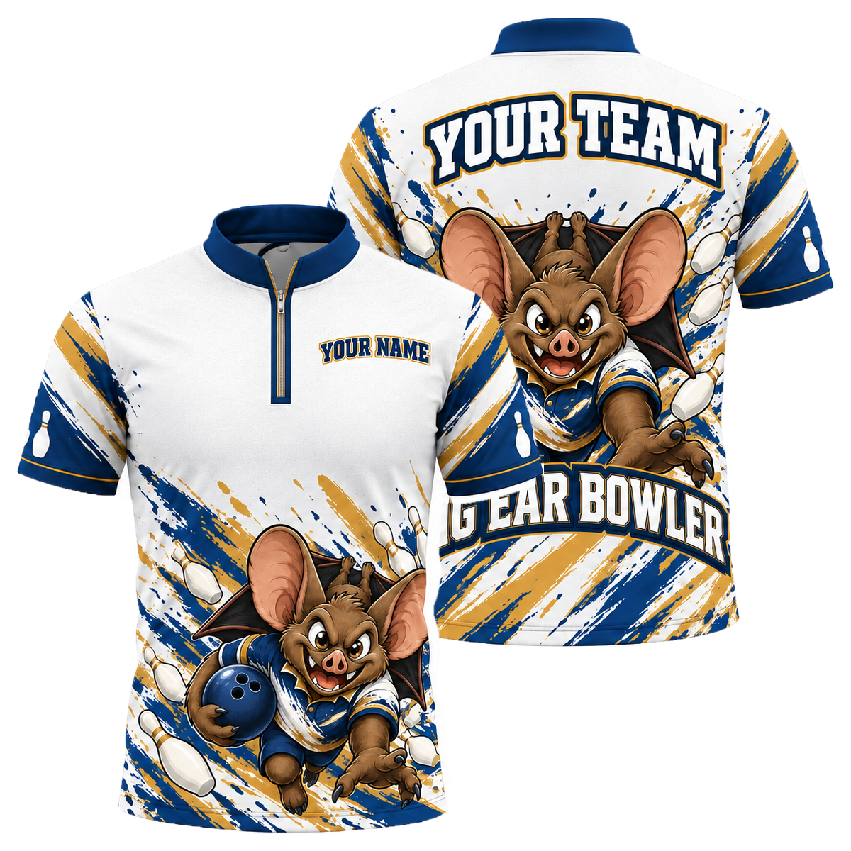 Virginia Big Ear Bowler custom bowling shirt personalized with name and team name