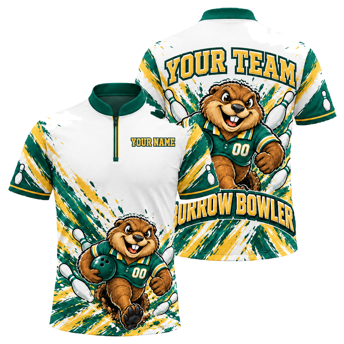Washington Burrow Bowler custom bowling shirt personalized with name and team name