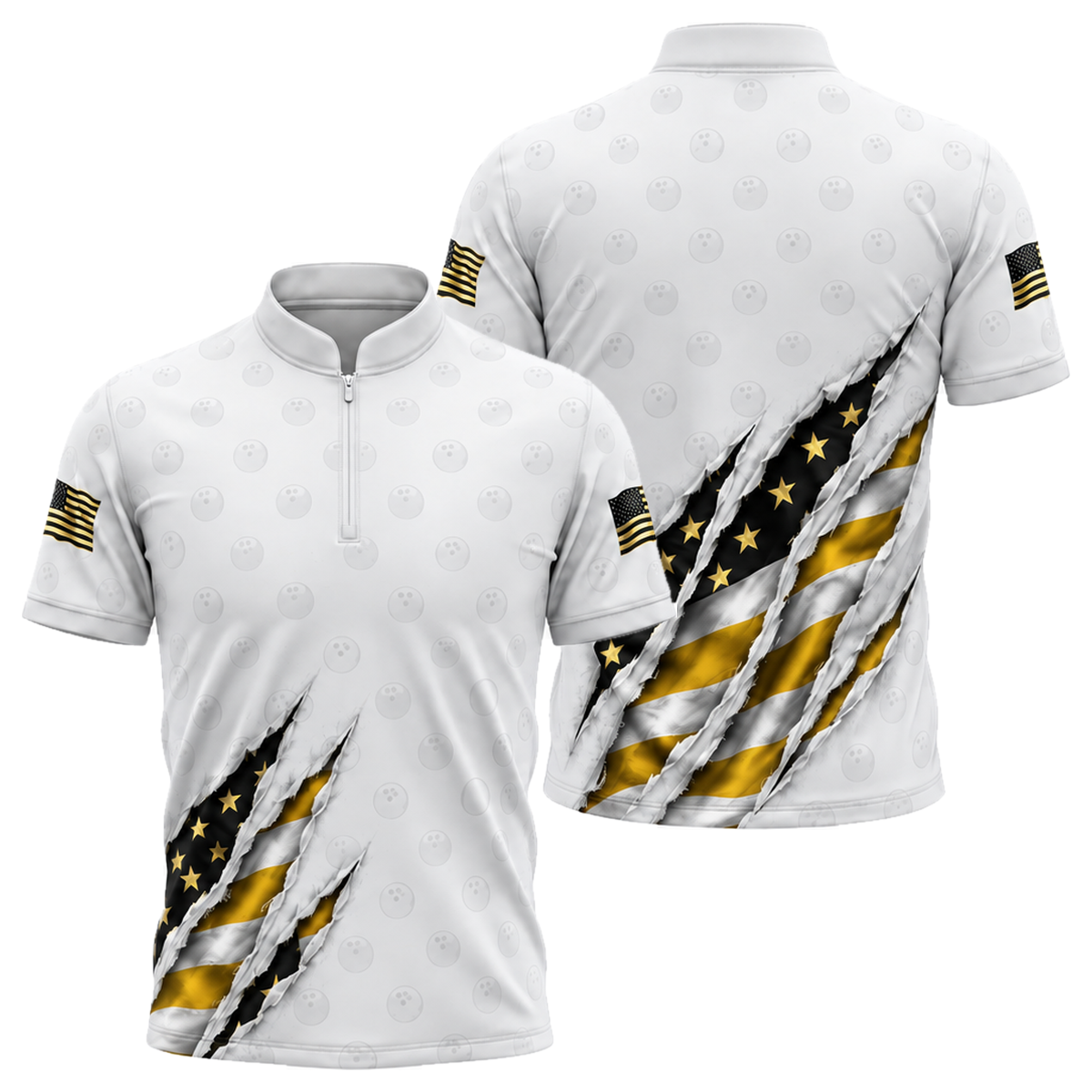 Stars & Stripes Claw Bowling Jersey in Black & Gold
