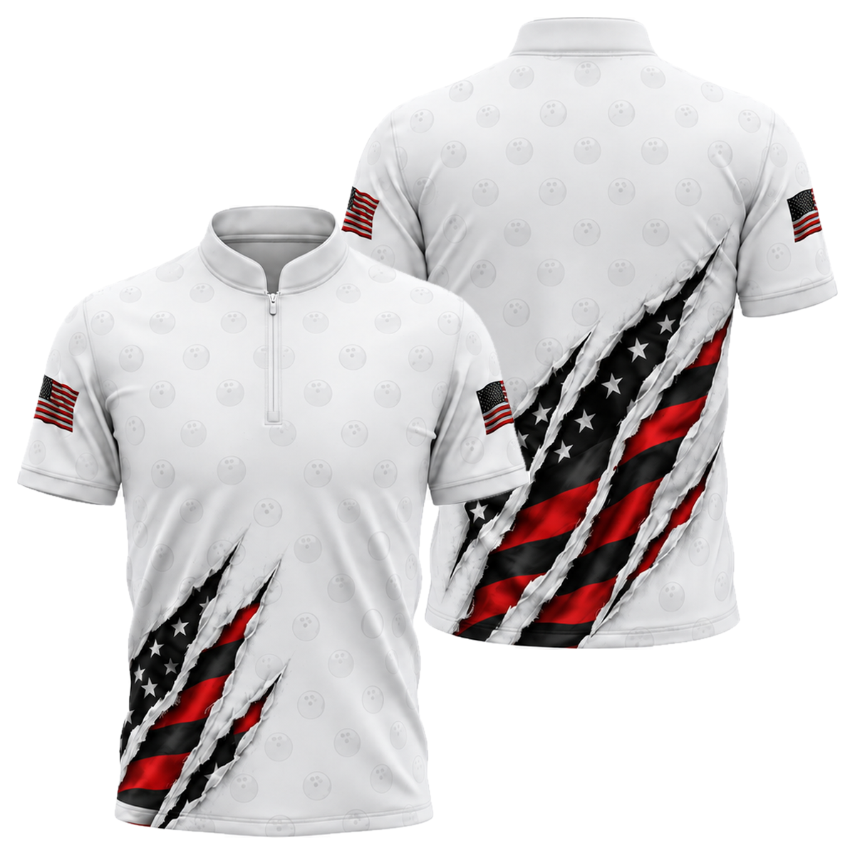 Stars & Stripes Claw Bowling Jersey in Black & Red