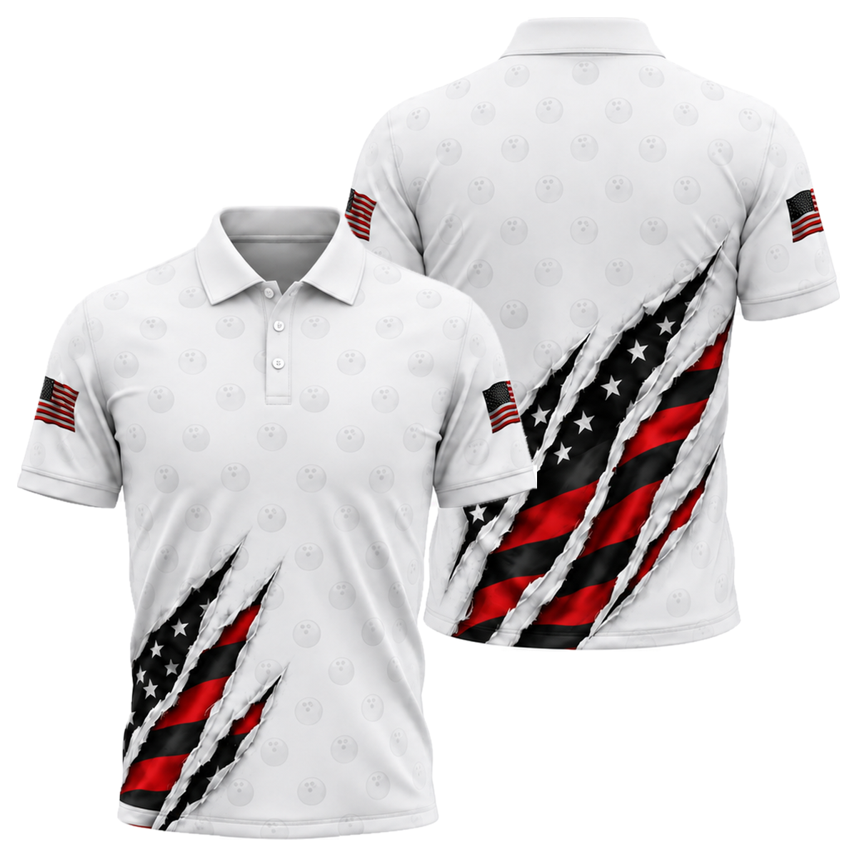 Stars & Stripes Claw Unisex Polo in Black & Red