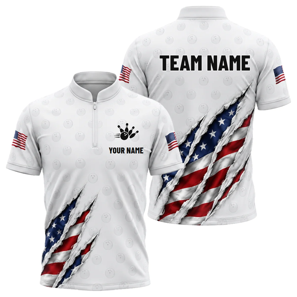 Stars & Stripes Claw custom bowling shirt personalized with name and team name