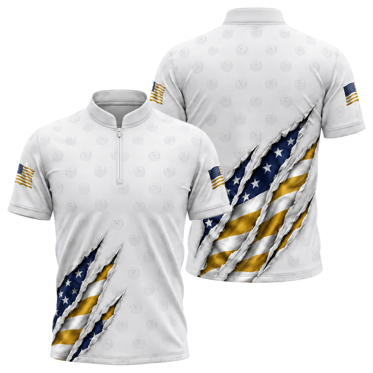 Stars & Stripes Claw Bowling Jersey in Navy & Gold