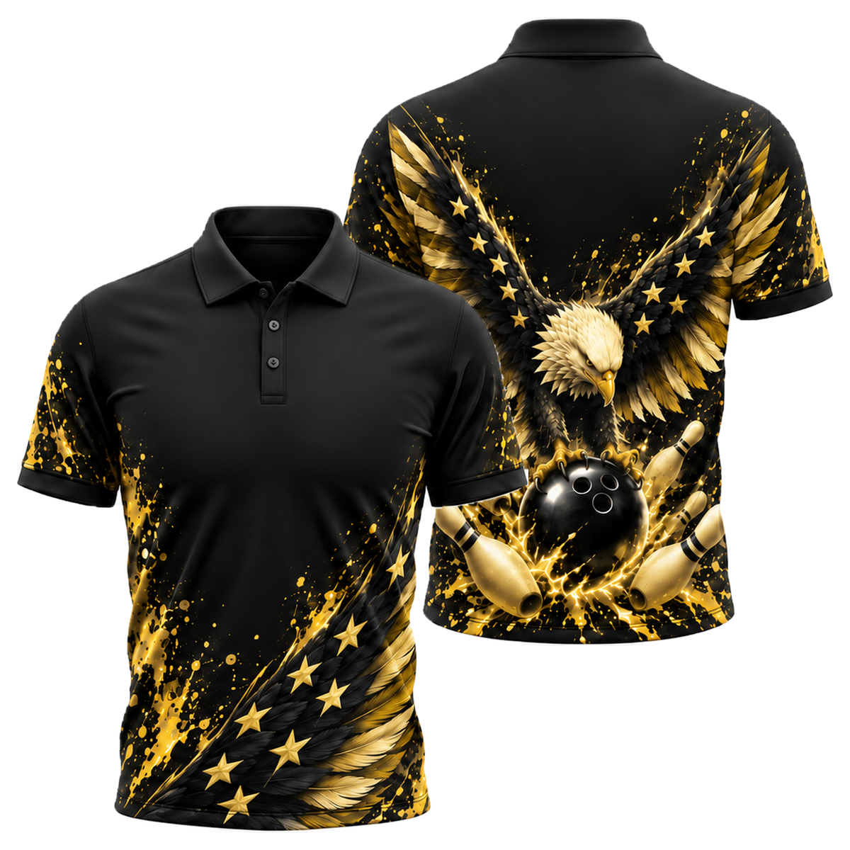 Liberty Eagle Strike Unisex Polo in Black & Gold