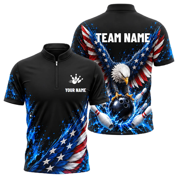 Liberty Eagle Strike custom bowling shirt personalized with name and team name