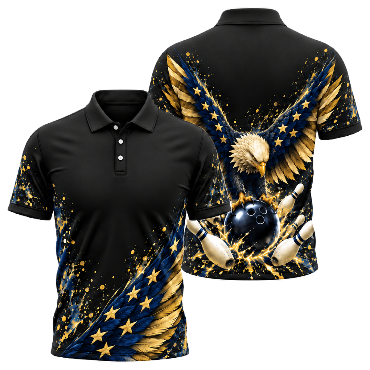 Liberty Eagle Strike Unisex Polo in Navy & Gold
