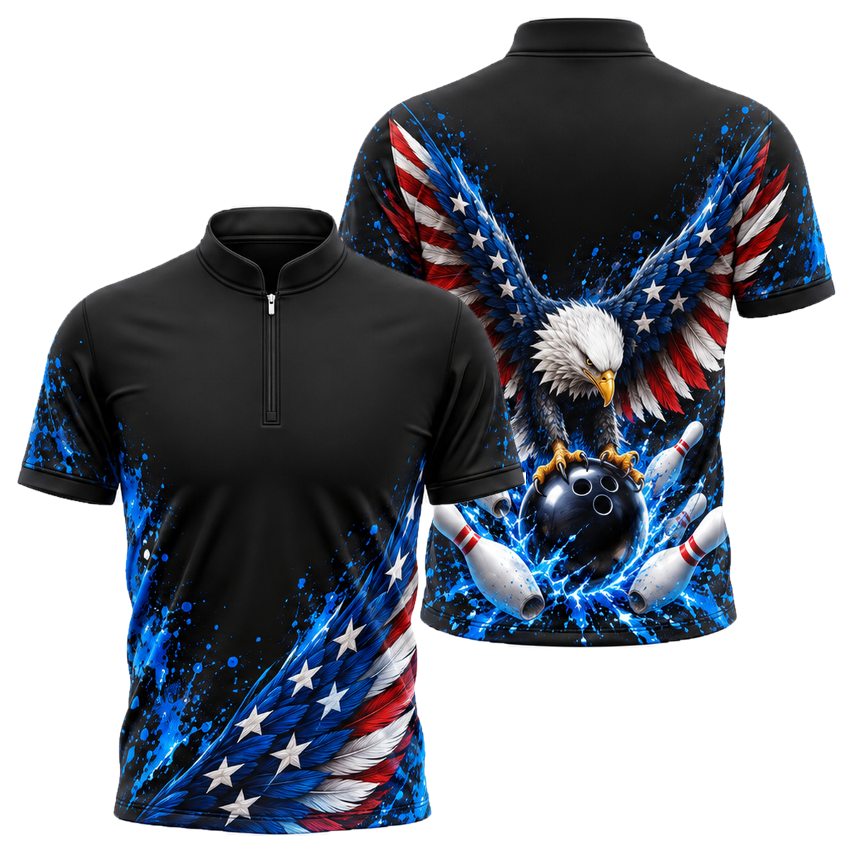 Liberty Eagle Strike Bowling Jersey in Royal & White