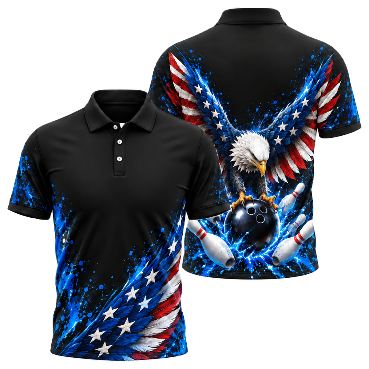 Liberty Eagle Strike Unisex Polo in Royal & White