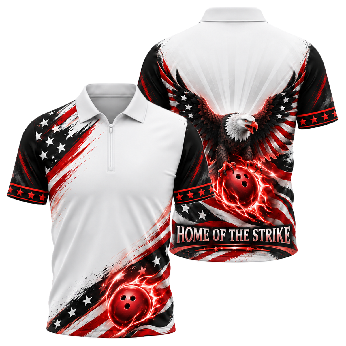 Home of the Strike Quarter-Zip Polo in Black & Red