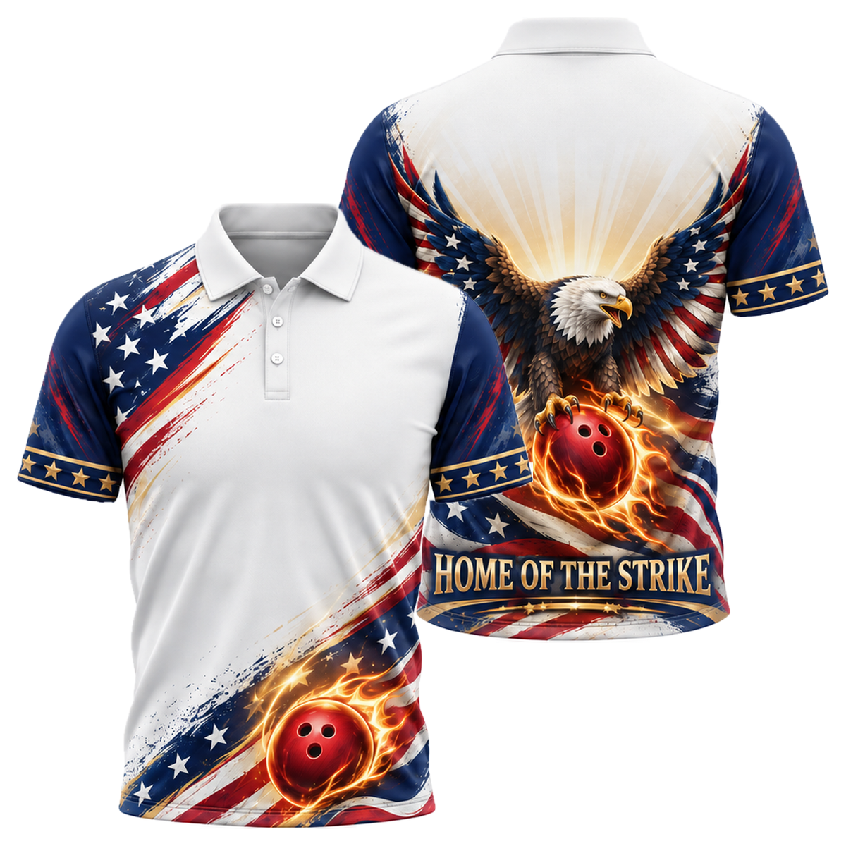 Home of the Strike Unisex Polo in Navy & Gold