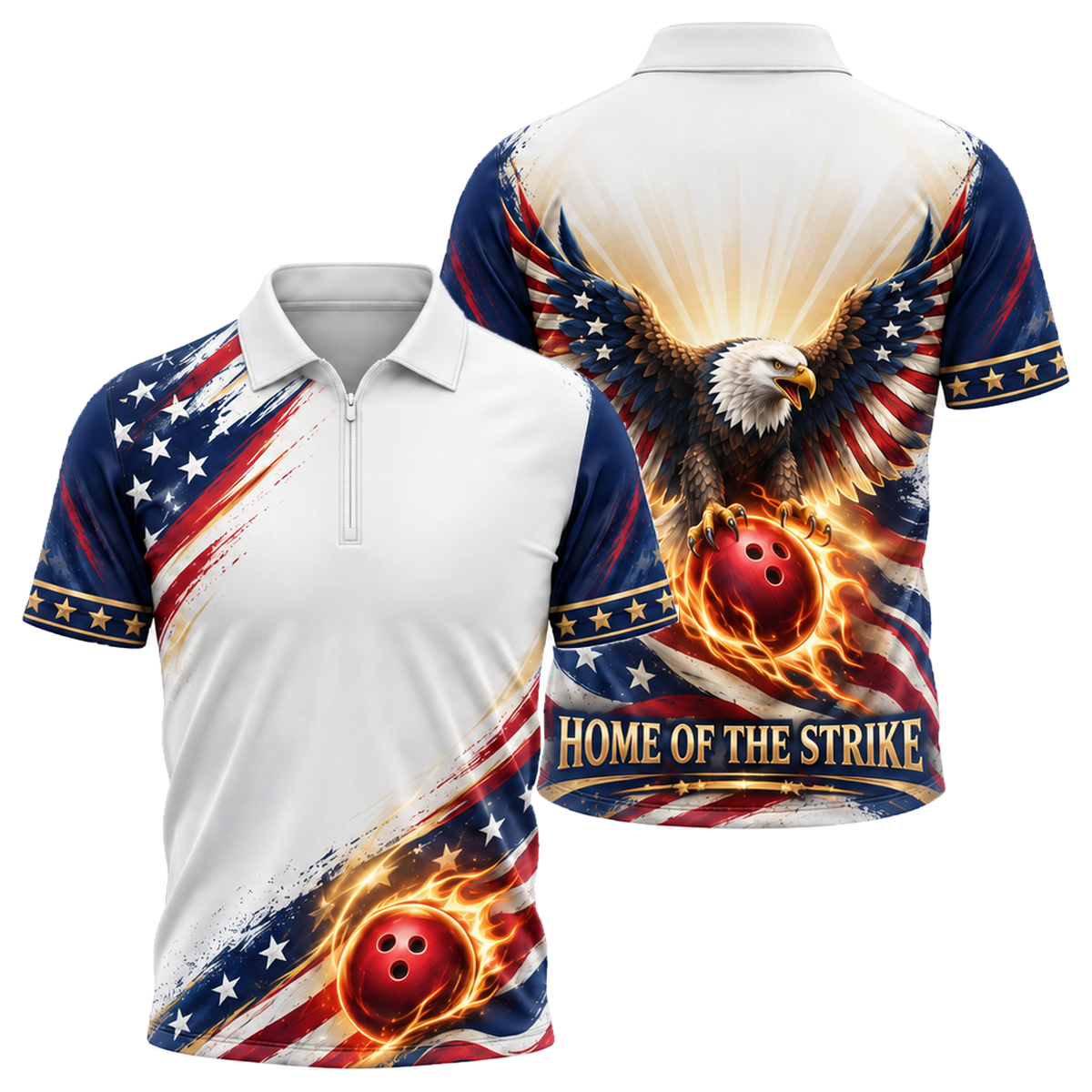 Home of the Strike Quarter-Zip Polo in Navy & Gold