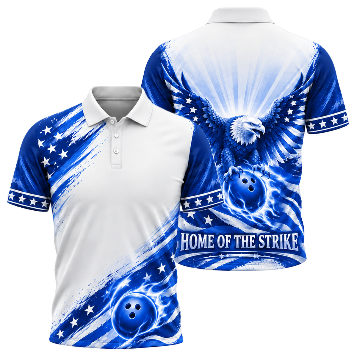 Home of the Strike Unisex Polo in Royal & White