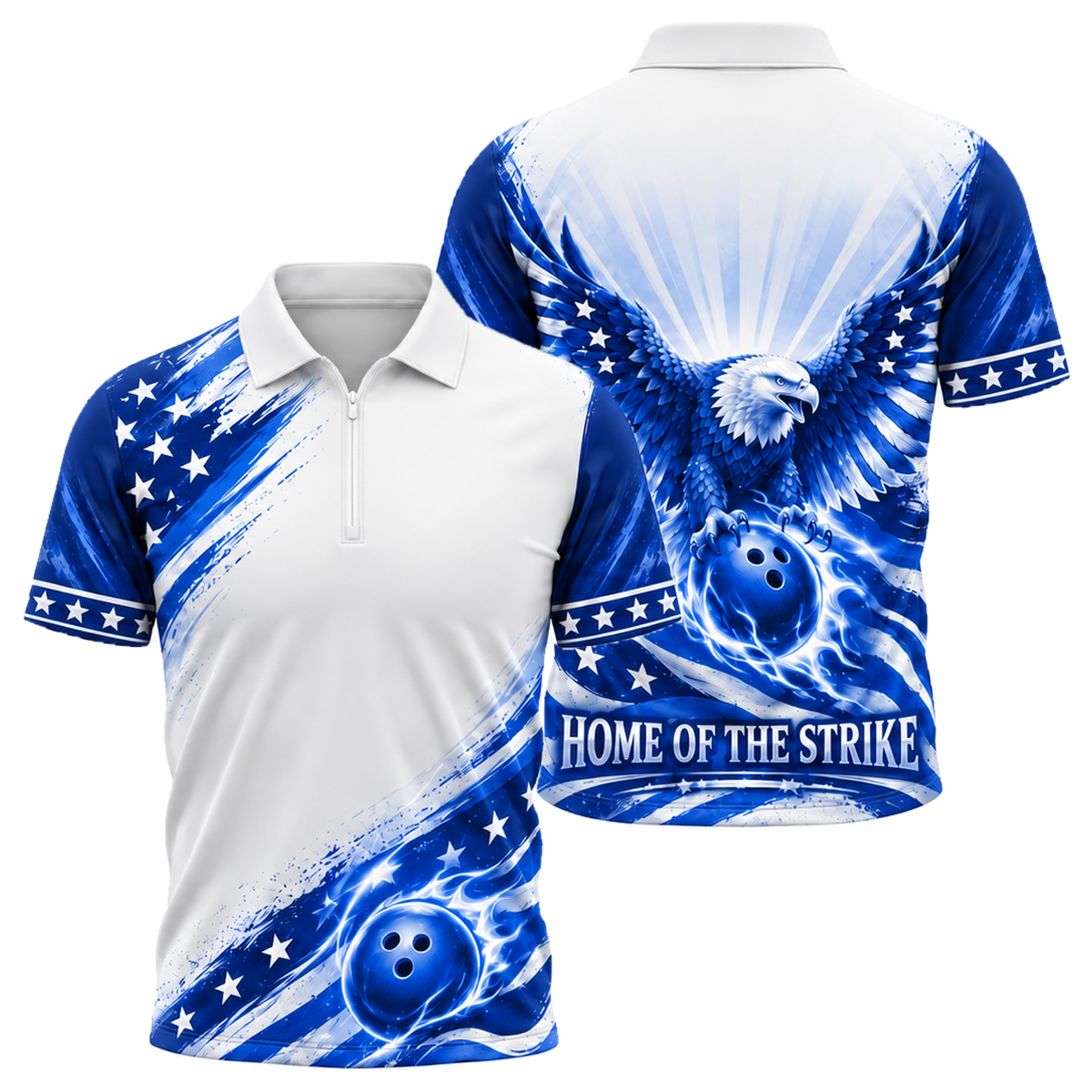 Home of the Strike Quarter-Zip Polo in Royal & White