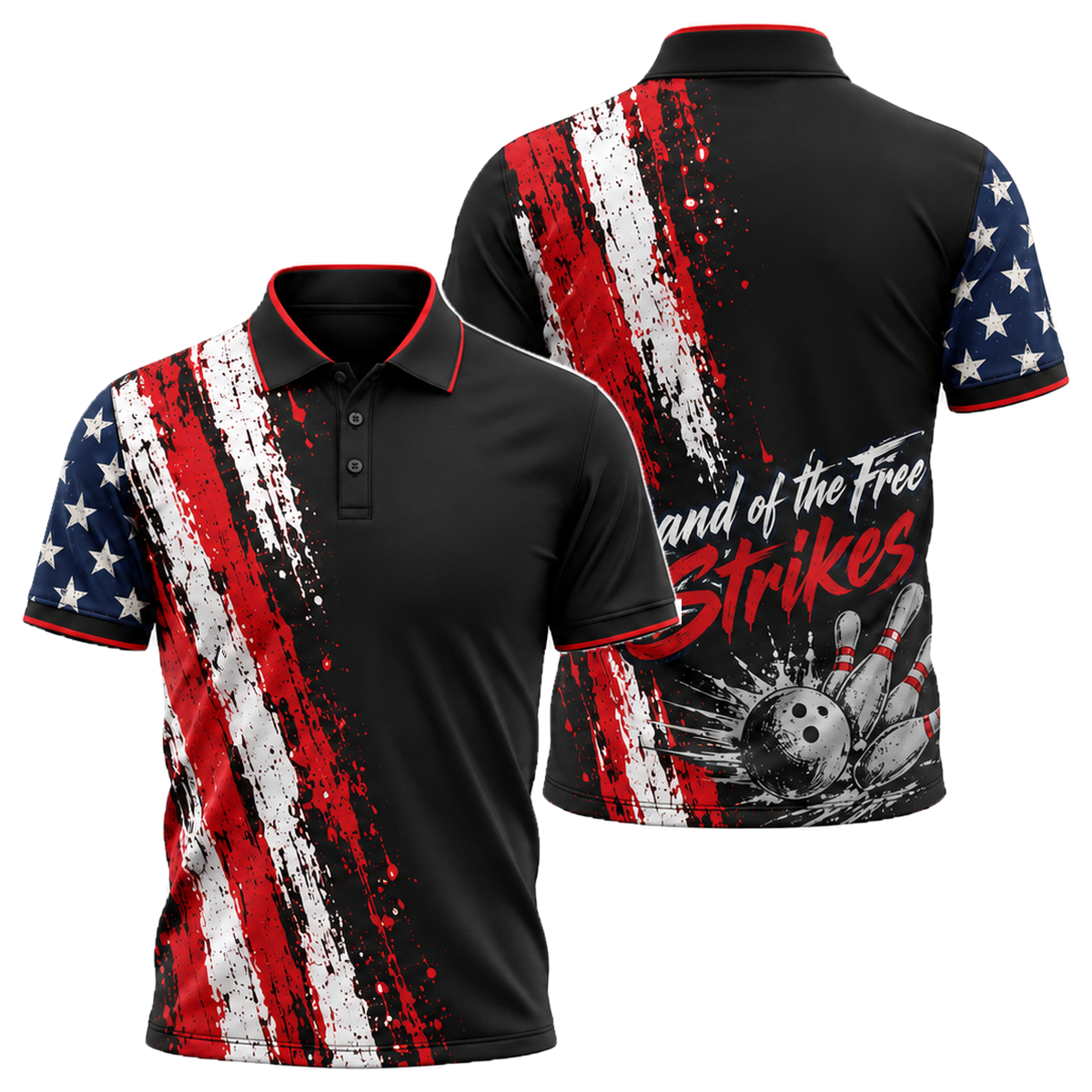 Grit Flag Bowler Unisex Polo in Black & Red