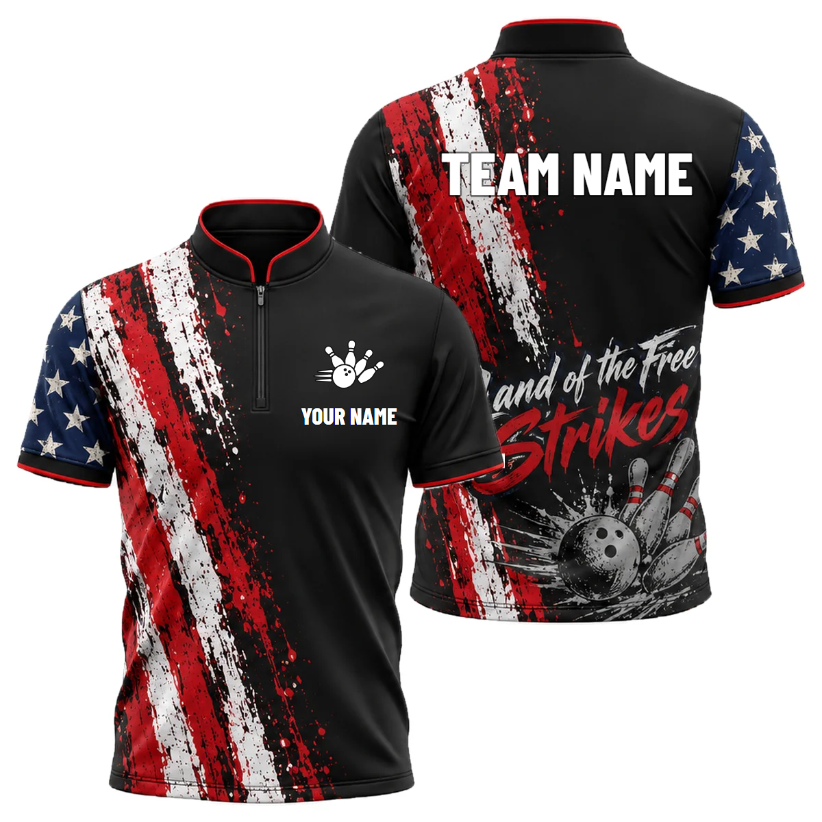 Grit Flag Bowler custom bowling shirt personalized with name and team name