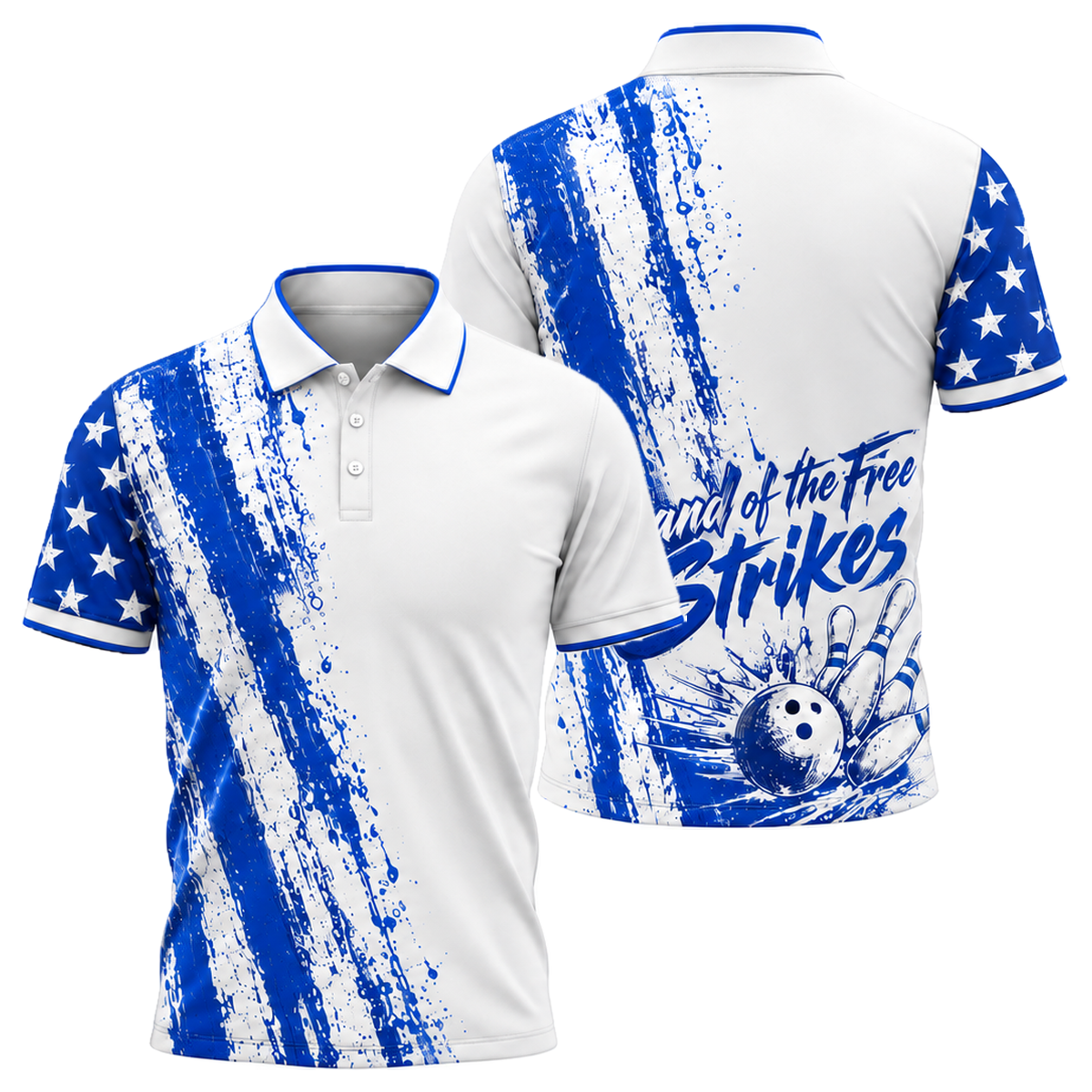 Grit Flag Bowler Unisex Polo in Royal & White