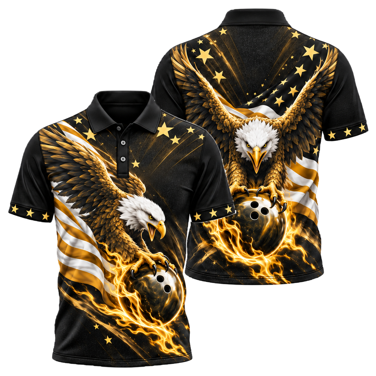 Liberty Talon Strike Unisex Polo in Black & Gold
