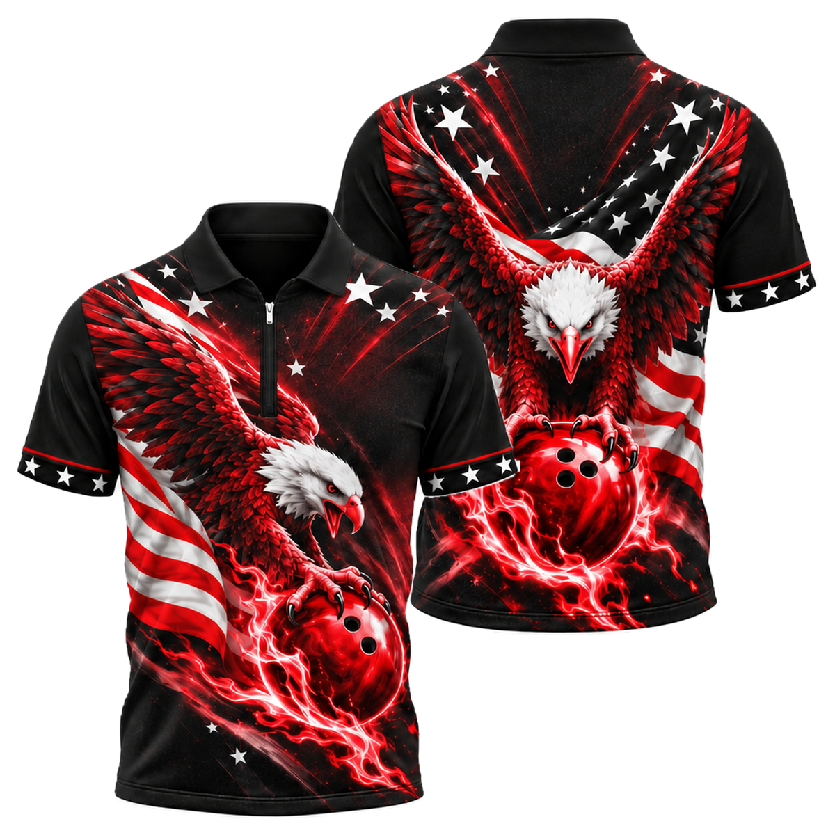 Liberty Talon Strike Quarter-Zip Polo in Black & Red