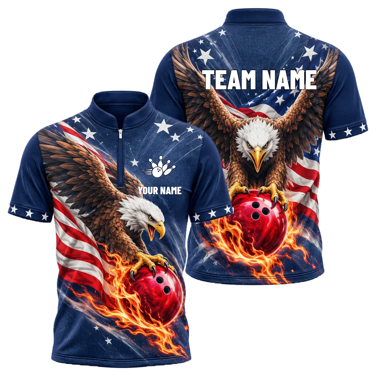 Liberty Talon Strike custom bowling shirt personalized with name and team name