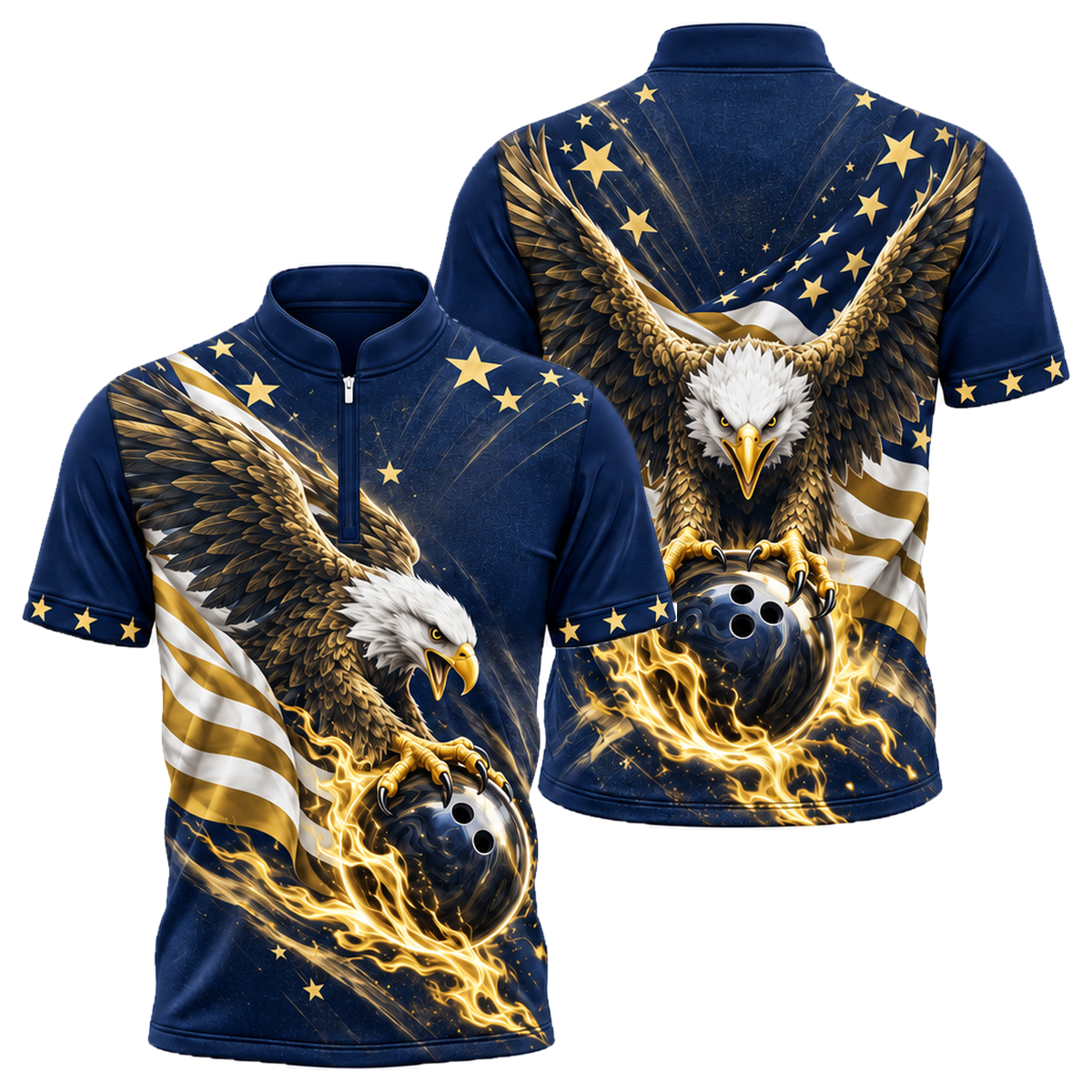 Liberty Talon Strike Bowling Jersey in Navy & Gold