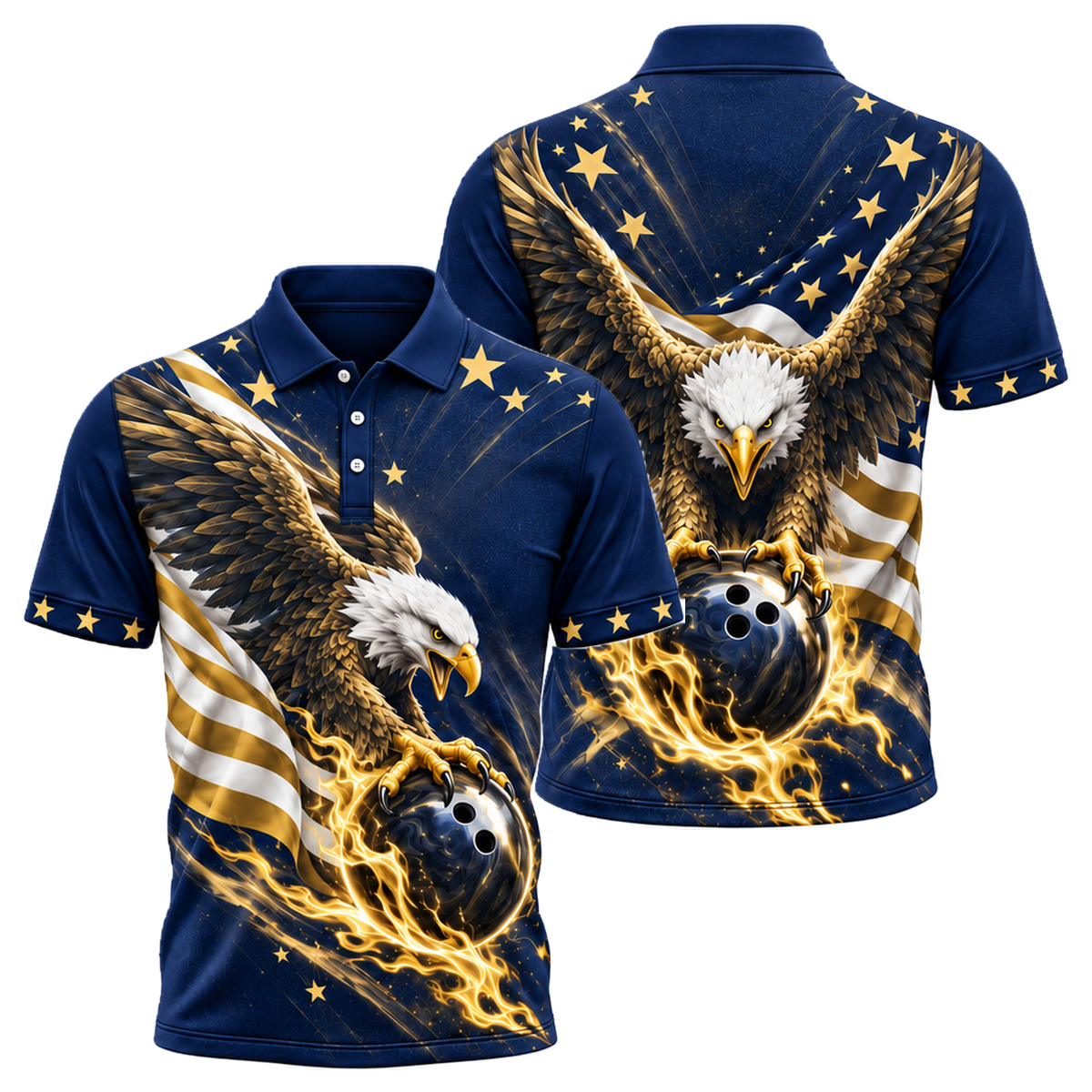 Liberty Talon Strike Unisex Polo in Navy & Gold