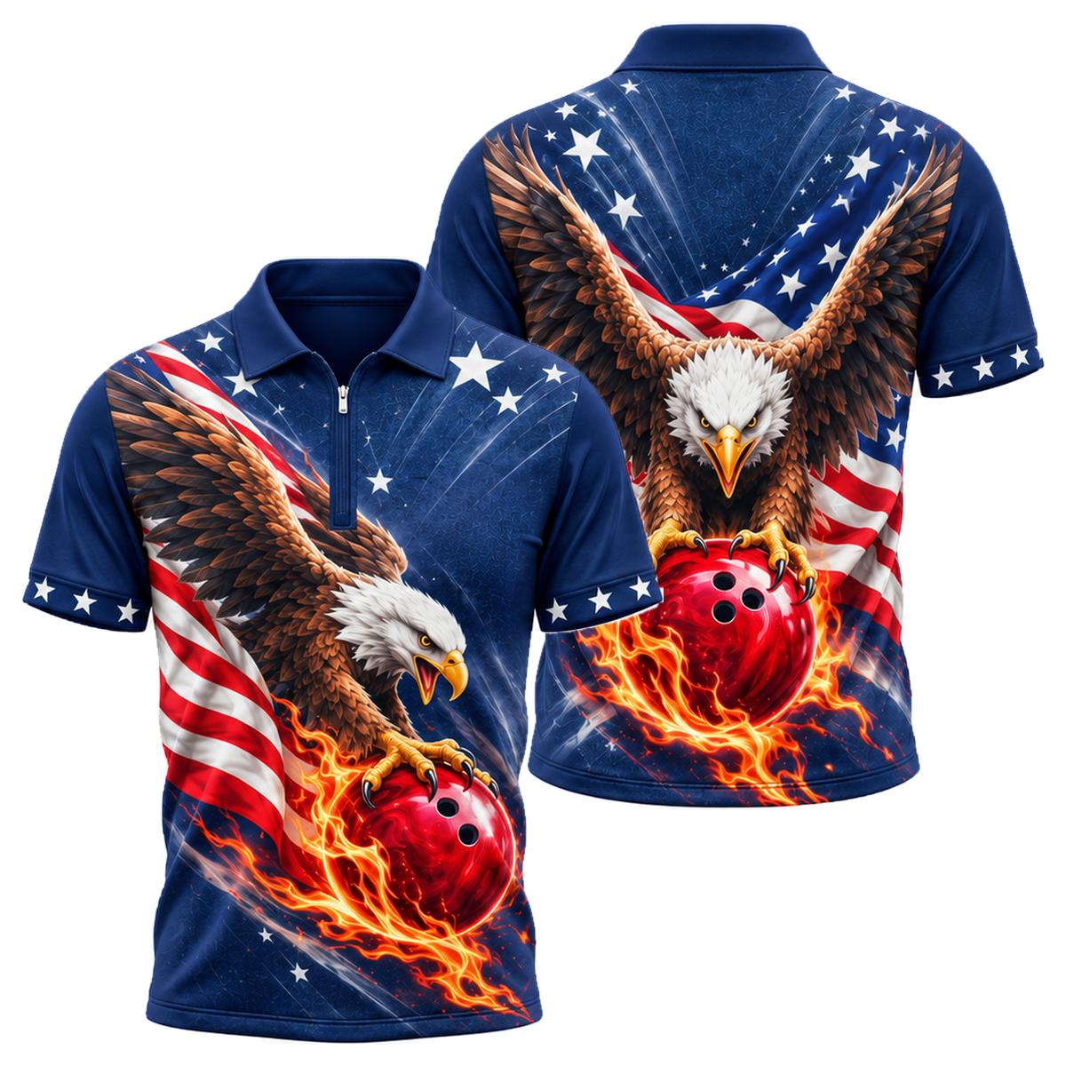 Liberty Talon Strike Quarter-Zip Polo in Royal & White
