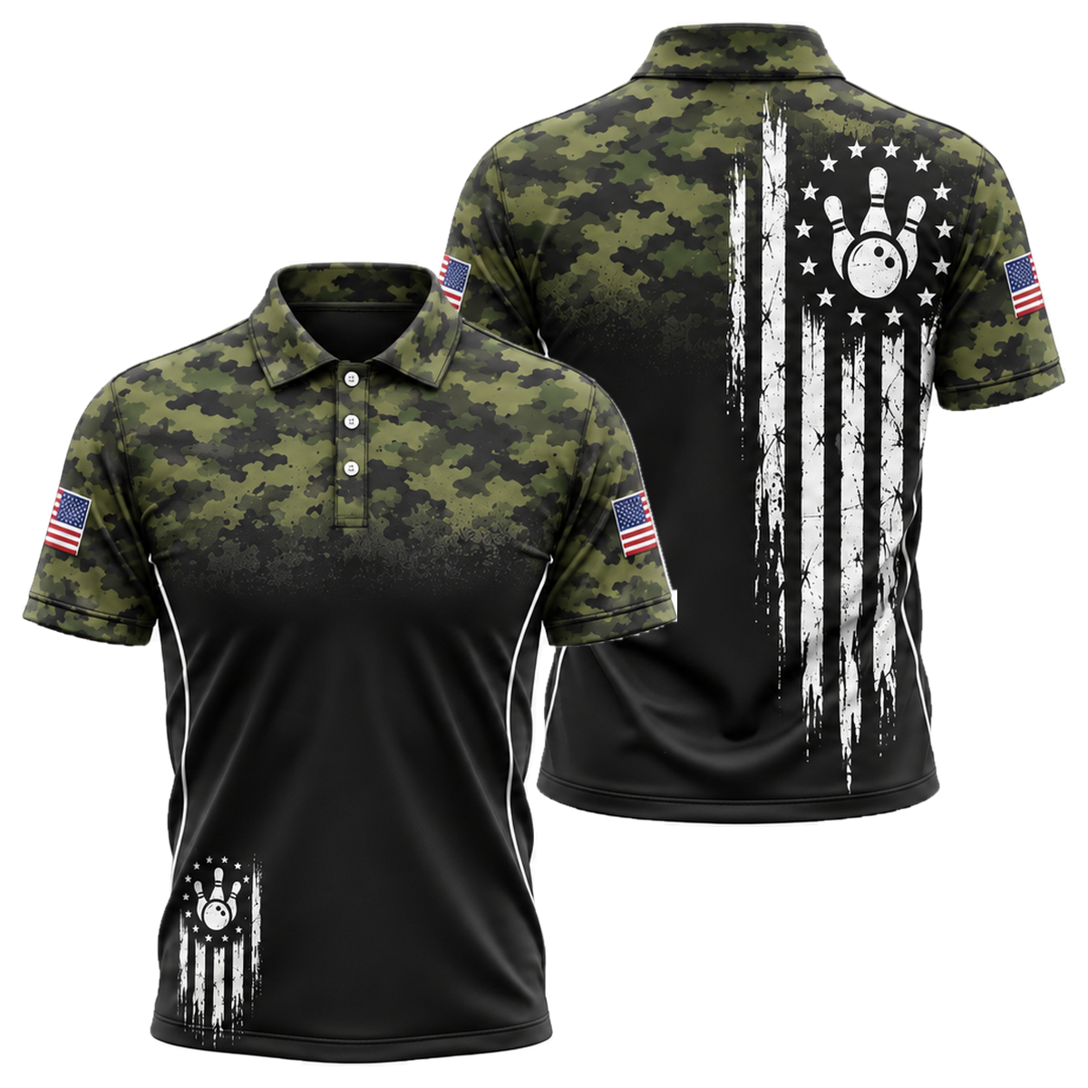Camo Honor Flag Unisex Polo in Green & Gold