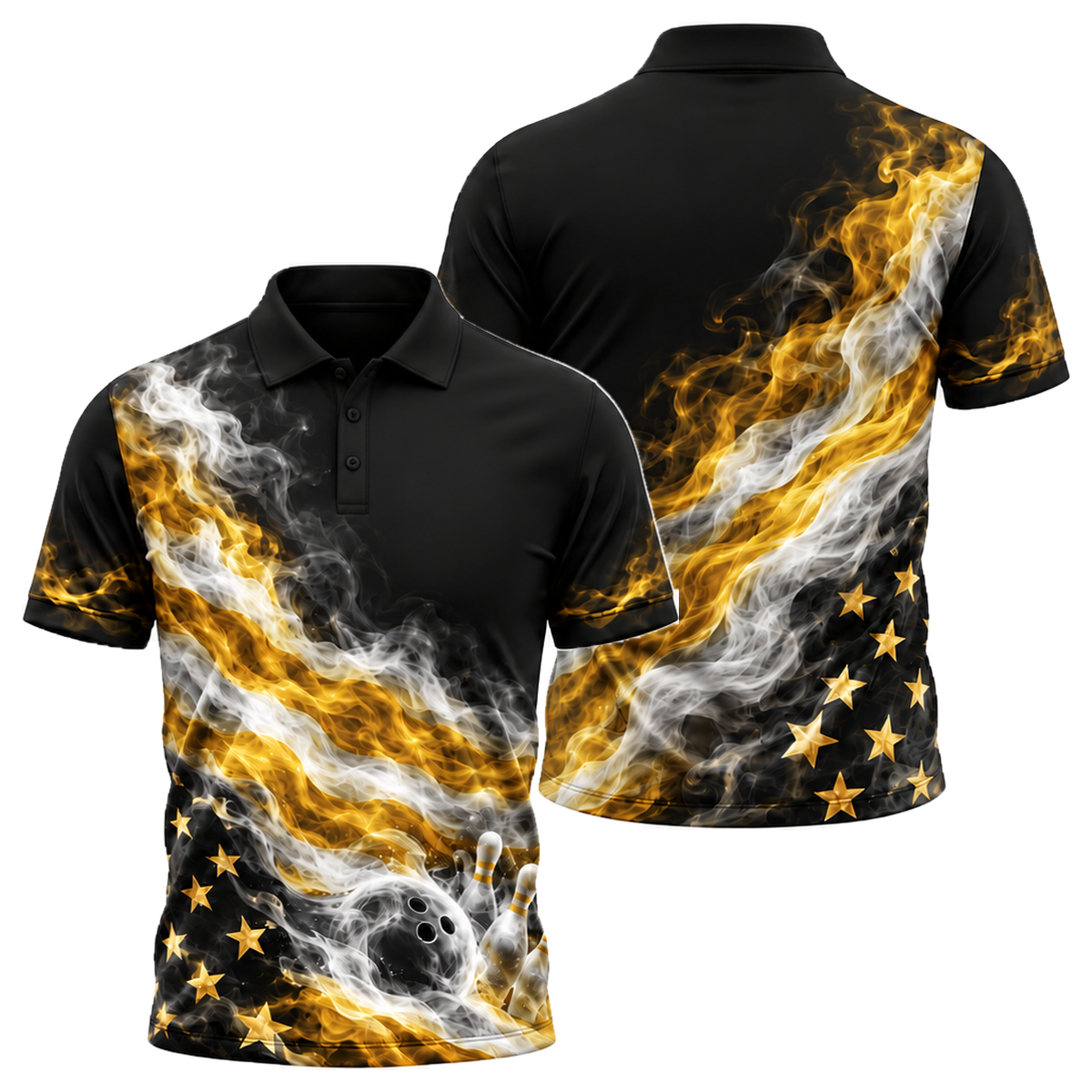Smoke Glory Strike Unisex Polo in Black & Gold
