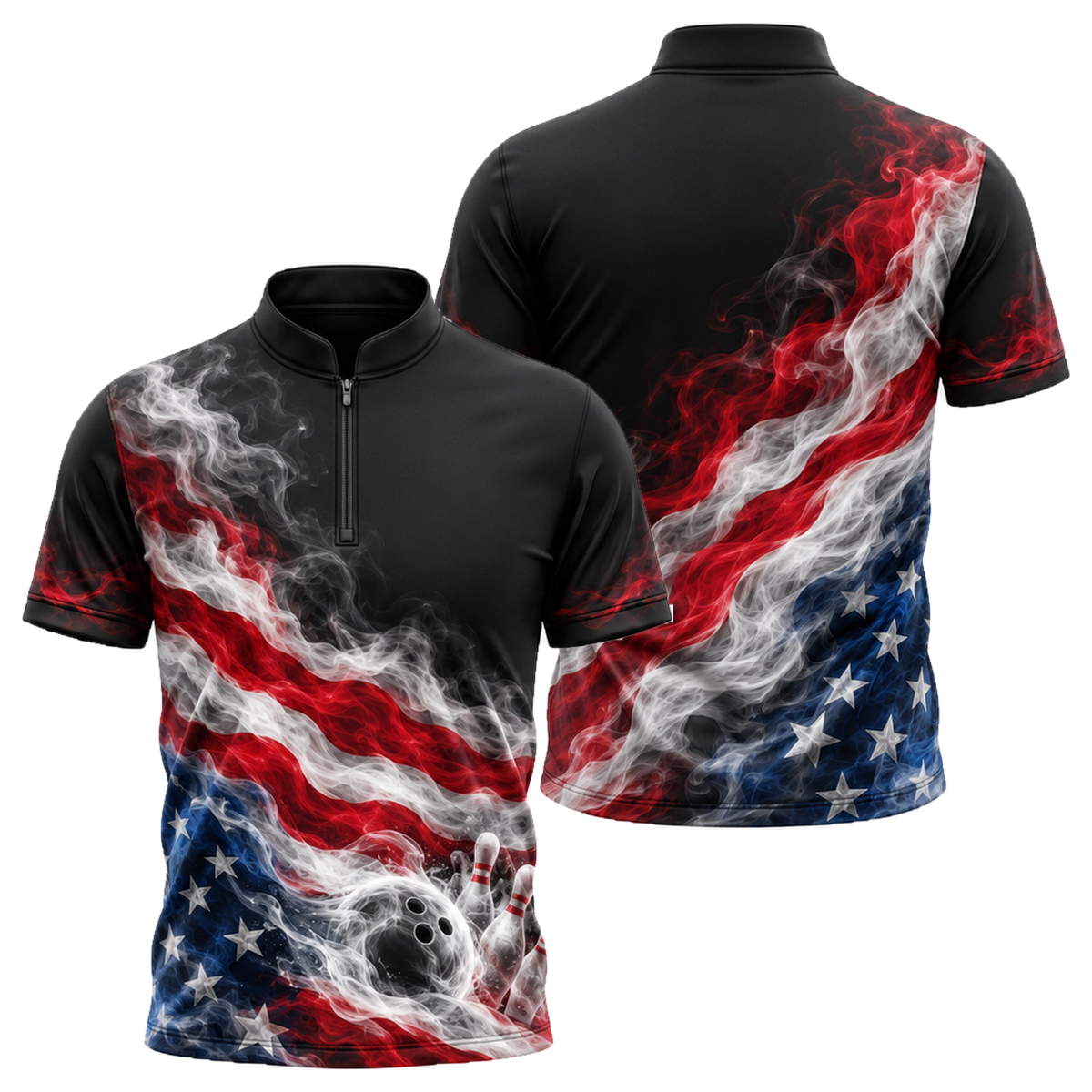 Smoke Glory Strike Bowling Jersey in Black & Red