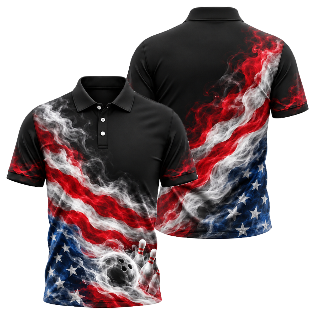 Smoke Glory Strike Unisex Polo in Black & Red