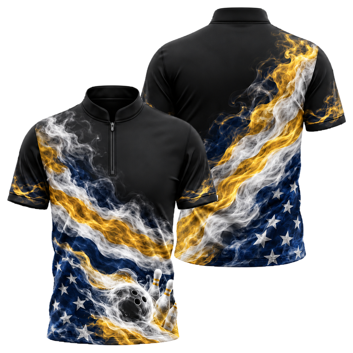 Smoke Glory Strike Bowling Jersey in Navy & Gold