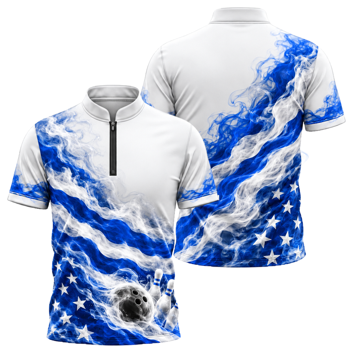 Smoke Glory Strike Bowling Jersey in Royal & White