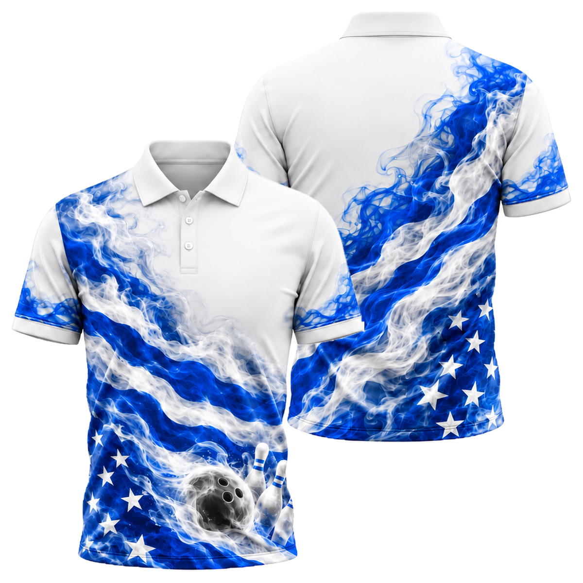 Smoke Glory Strike Unisex Polo in Royal & White
