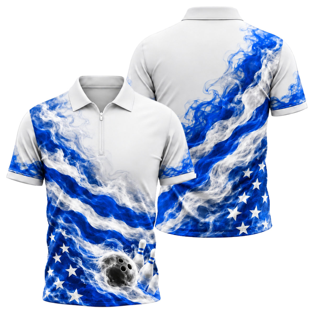 Smoke Glory Strike Quarter-Zip Polo in Royal & White