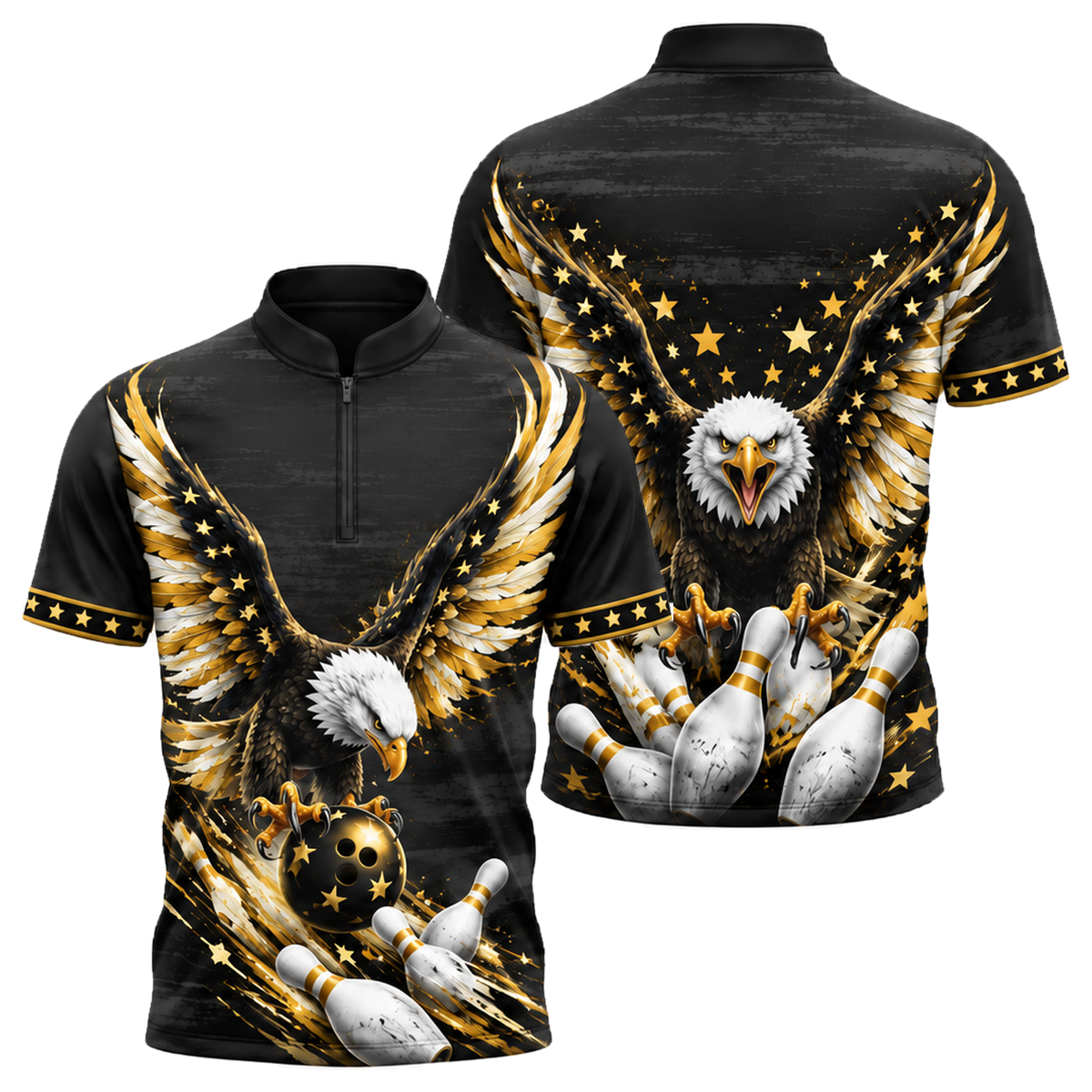 Freedom Talon Strike Bowling Jersey in Black & Gold