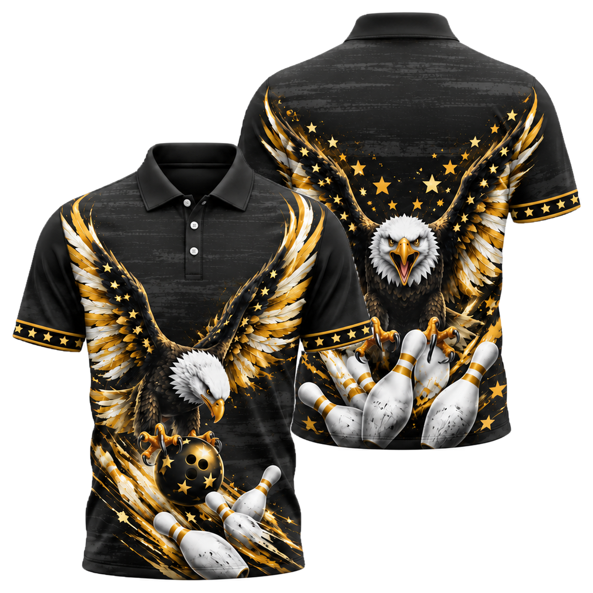 Freedom Talon Strike Unisex Polo in Black & Gold
