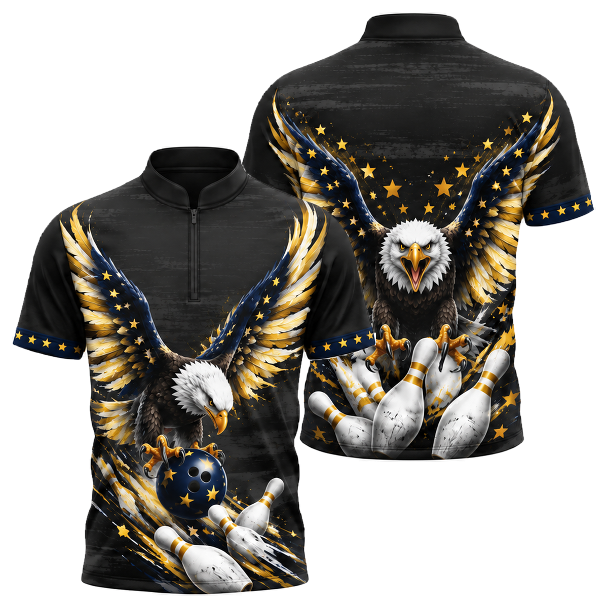 Freedom Talon Strike Bowling Jersey in Navy & Gold