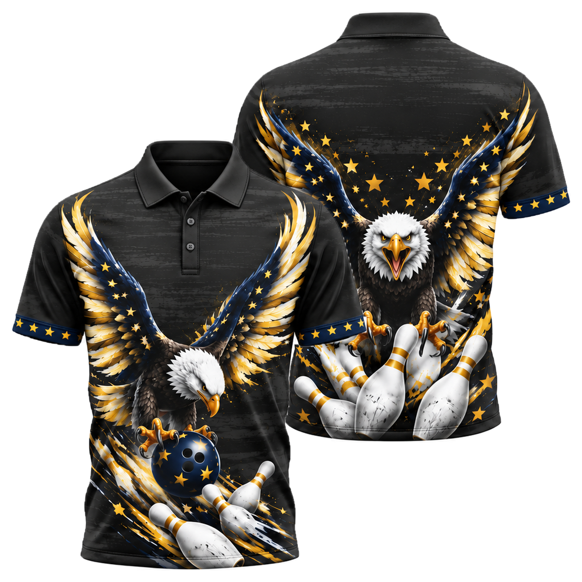 Freedom Talon Strike Unisex Polo in Navy & Gold