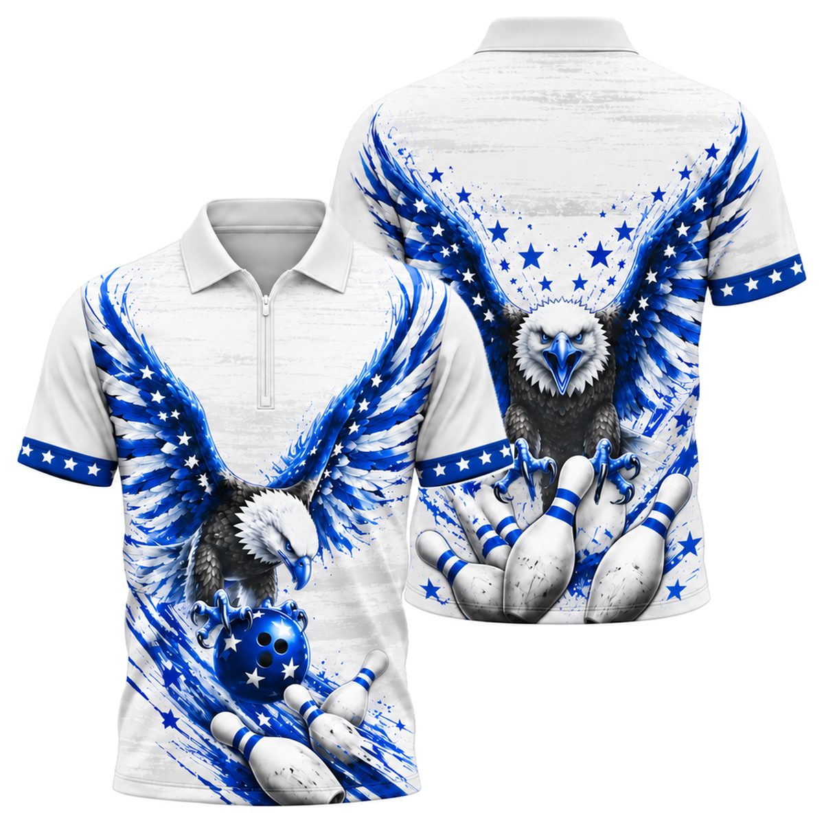 Freedom Talon Strike Quarter-Zip Polo in Royal & White