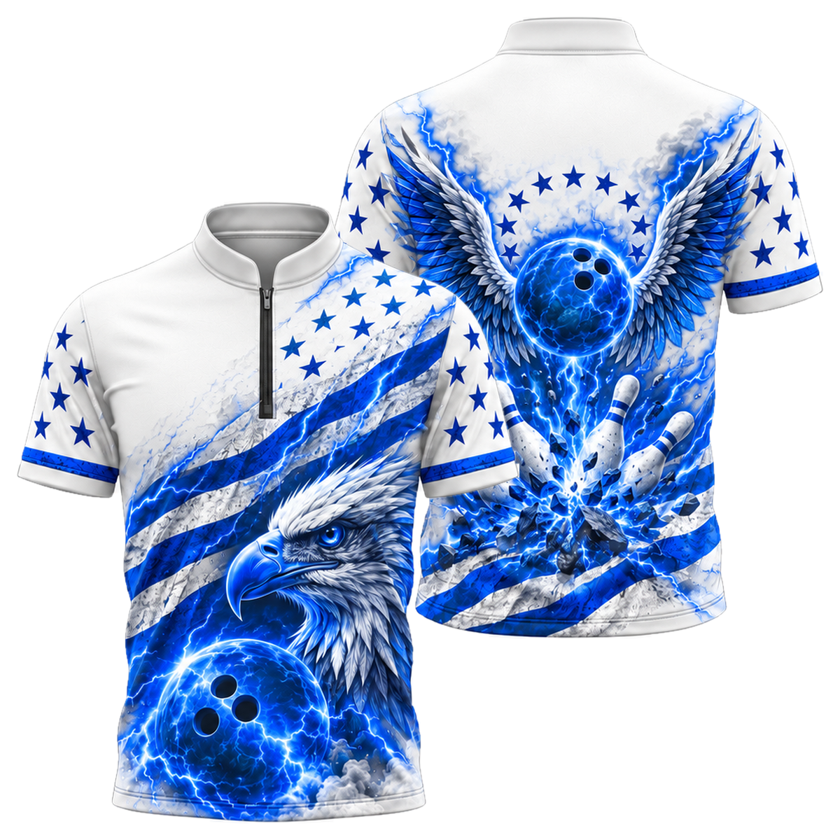 Liberty Lightning Eagle Bowling Jersey in Royal & White