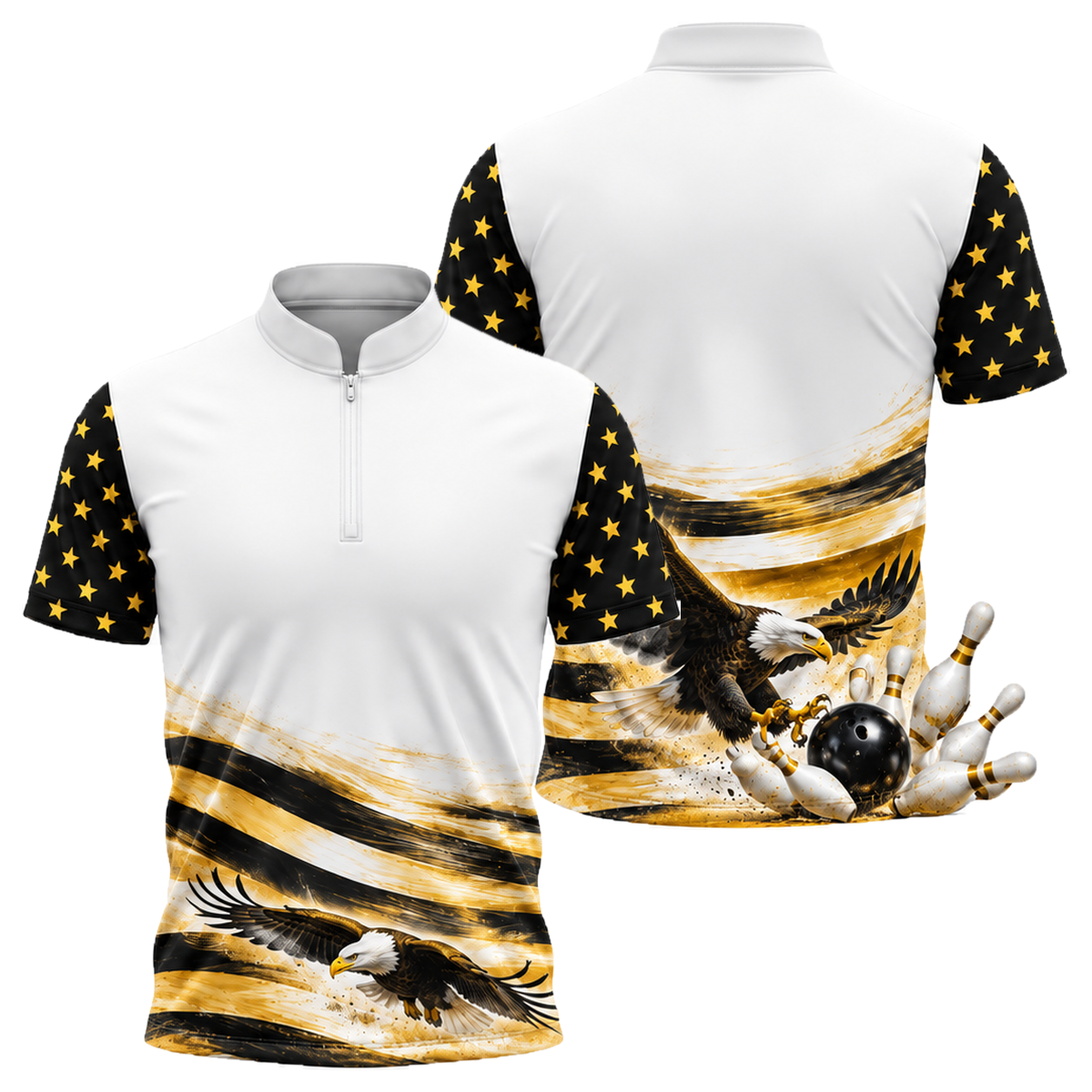 Low Glide Eagle Bowling Jersey in Black & Gold